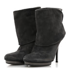 Gucci Suede Platform Foldover Ankle Boots 35 Grey