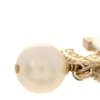 Chanel Crystal Timeless CC Pearl Drop Earrings Light Gold