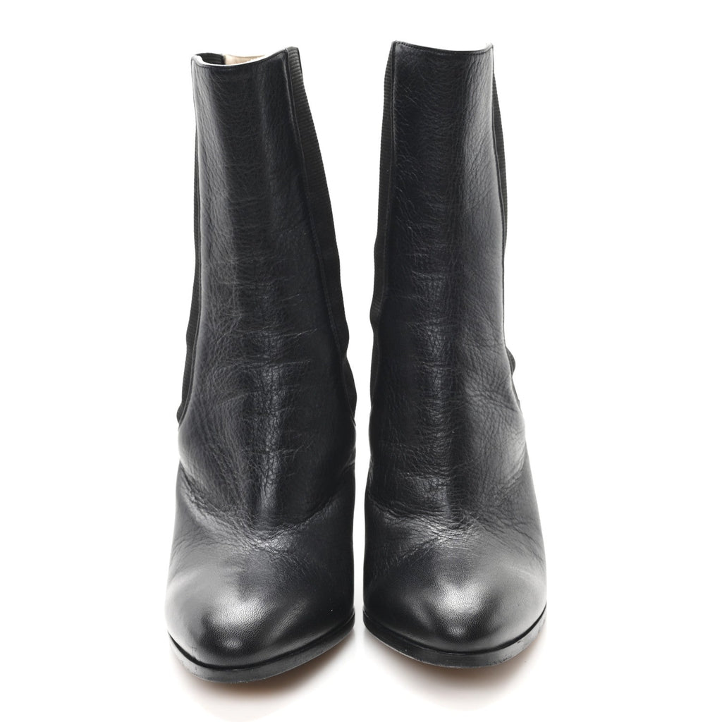 Chanel Calfskin Interlocking CC Calf Boots 38.5 Black