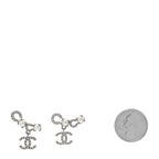 Chanel Metal Crystal Pearl Coco CC Earrings Silver