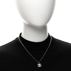 Chanel Crystal Timeless CC Necklace Silver