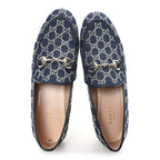 Gucci New Denim Crystal GG Monogram Womens 1953 Horsebit Jordaan Loafer 36 Blue