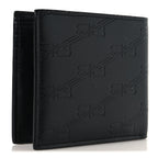 Balenciaga Calfskin BB Monogram Embossed Bi-Fold Wallet Black White