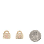 Chanel Metal Crystal Resin CC Top Handle Bag Clip On Earrings Pink White Gold