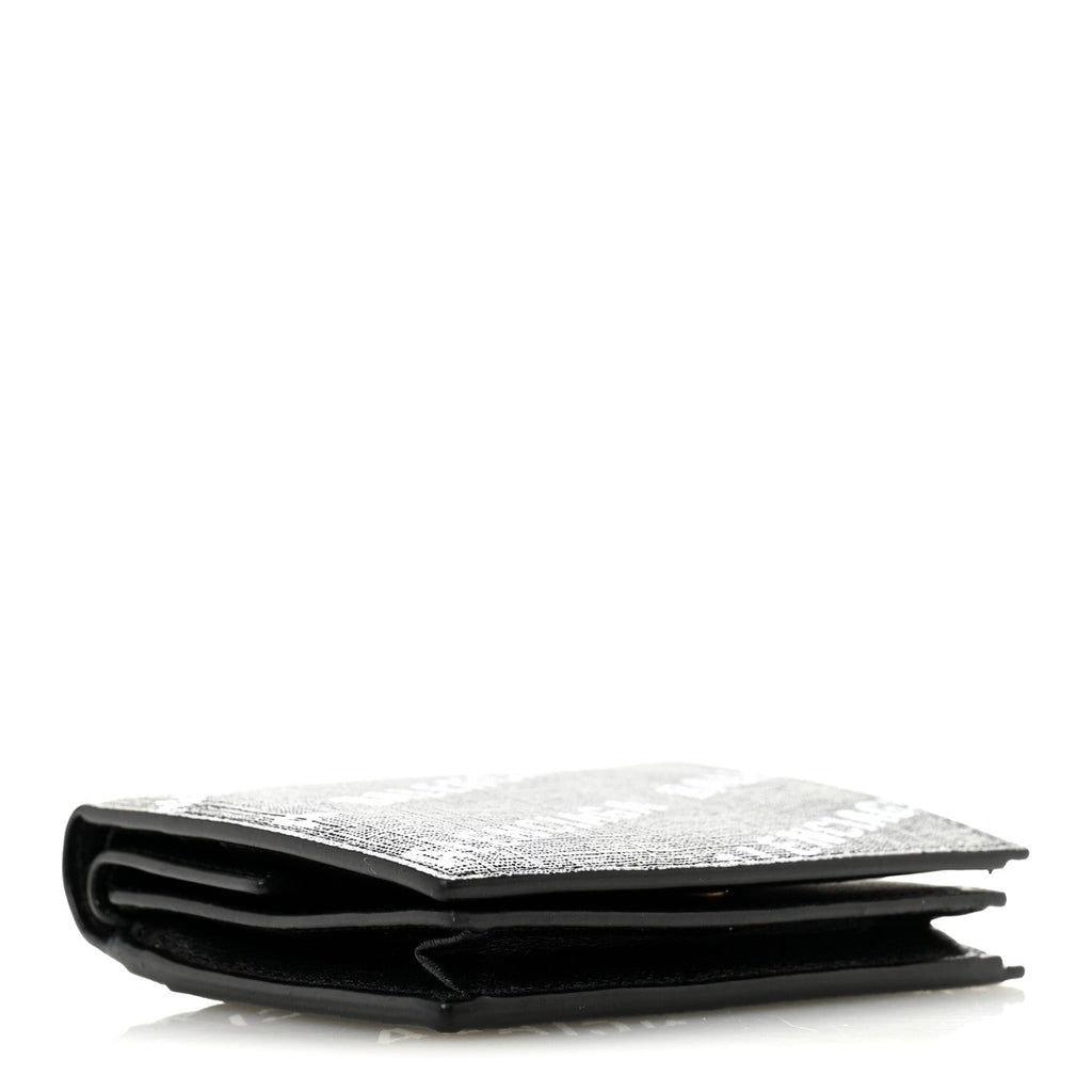 Balenciaga Coated Canvas BB Monogram Allover Logo Card Holder Wallet Black Grey White