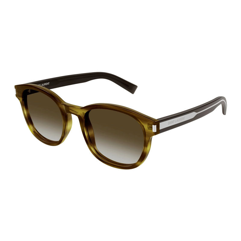 Saint Laurent Sunglasses Round Full Rim, Havana Frame and Brown Gradient Lens SL620005