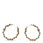 Chanel Lambskin CC Turnlock Chain Hoop Earrings Matte Gold Beige