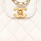 Chanel Shiny Aged Calfskin Quilted Mini Nano Kelly Shopper White
