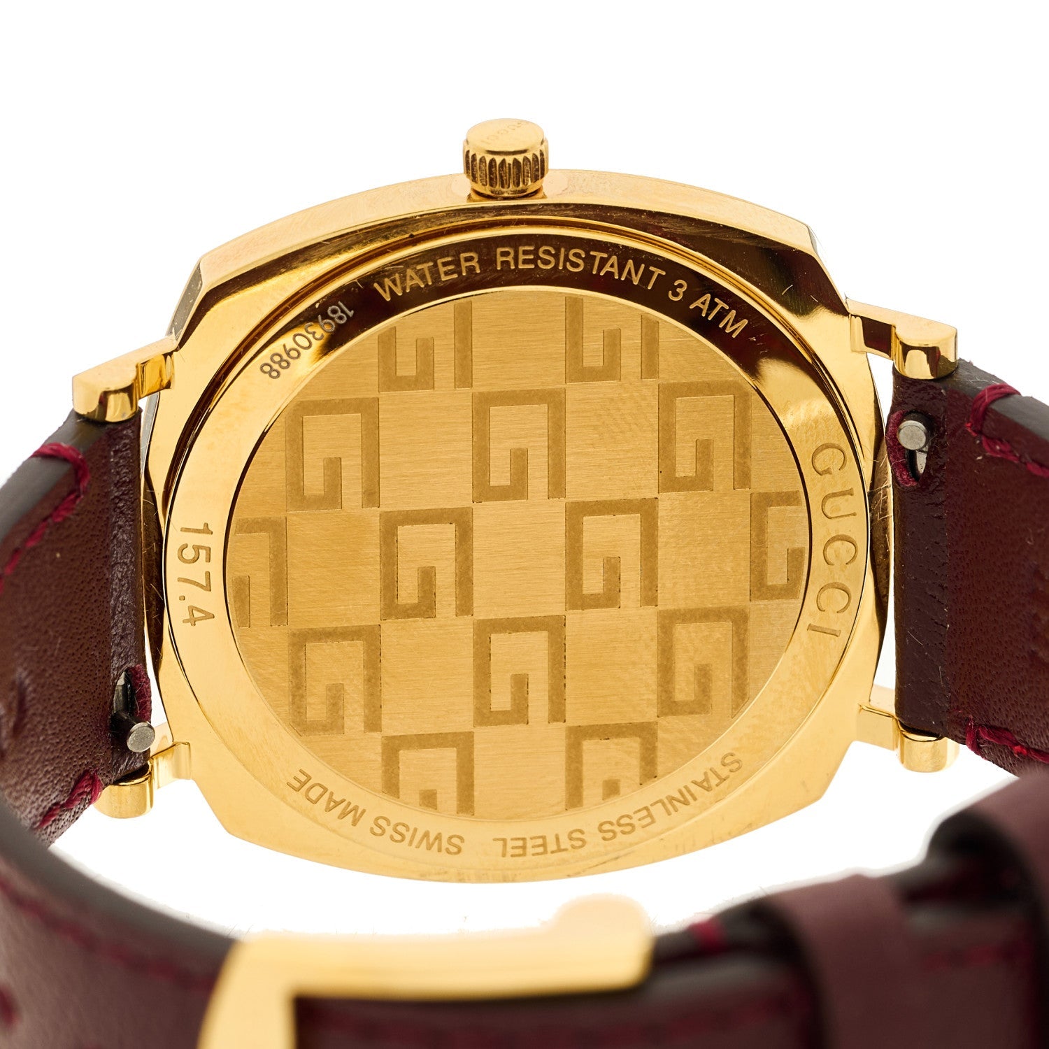 Gucci Stainless Steel Alligator 35mm Grip Quartz Watch Burgundy