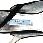 Prada Suede Crystal Block Heel Slingback Pump 37 Black