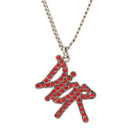 Christian Dior X SHAWN STUSSY Crystal Logo Pendant Necklace Red