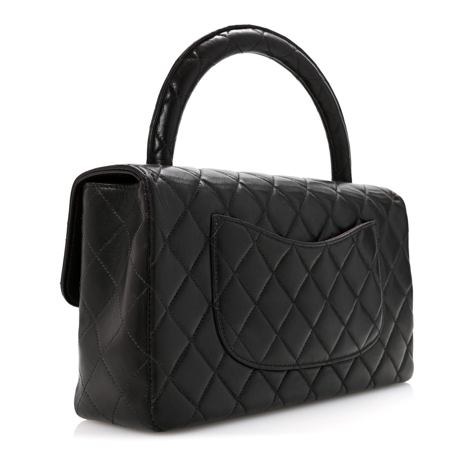 Chanel Lambskin Quilted Medium Rectangular Kelly Flap Bag Black