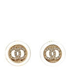 Chanel Resin Crystal CC Button Earrings Gold