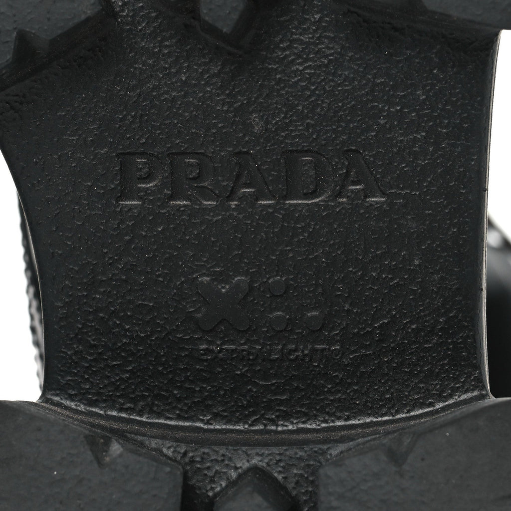 Prada Spazzolato Rois Nylon Metal Triangle Logo Monolith Pouch Pocket 55mm Boots 39 Black