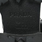 Prada Spazzolato Rois Nylon Metal Triangle Logo Monolith Pouch Pocket 55mm Boots 39 Black