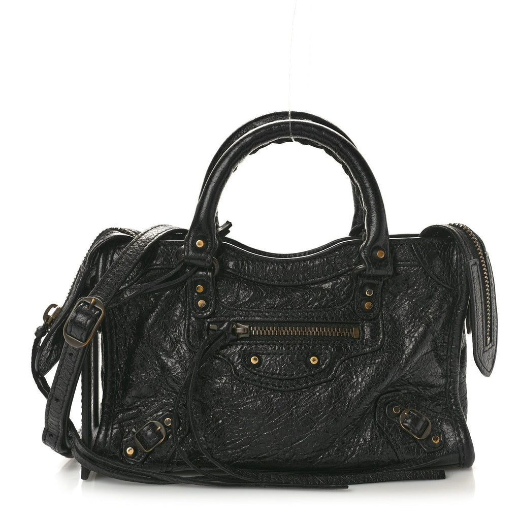 Balenciaga Agneau Classic Gold Hardware Nano City Black