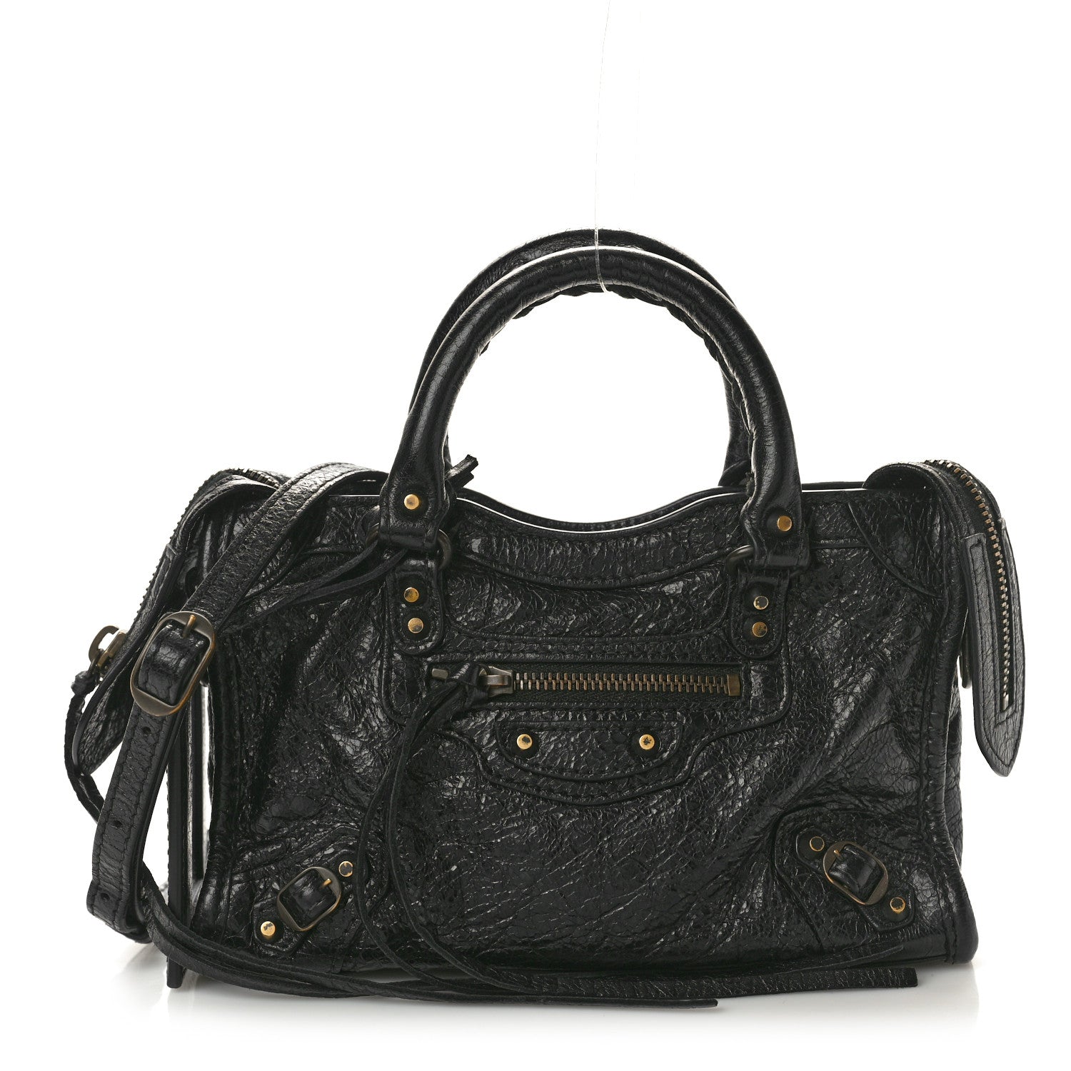 Balenciaga Agneau Classic Gold Hardware Nano City Black