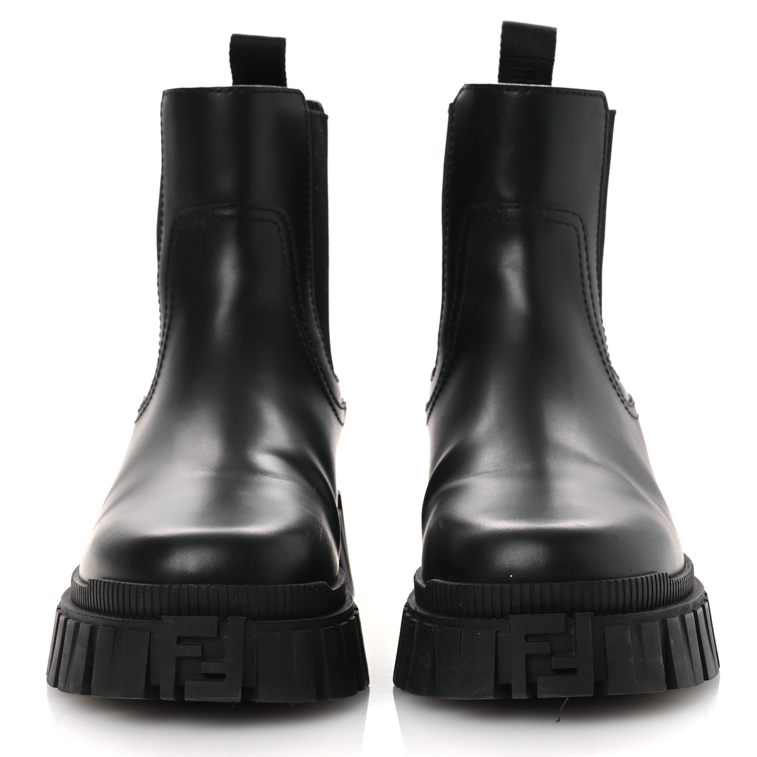 Fendi Calfskin Rubber Fendi Force Chelsea Boots 36 Black