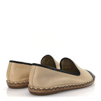 Chanel Lambskin Chain CC Mocassin Loafer Espadrilles 36 Beige Black