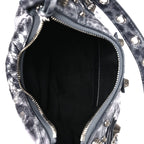 Balenciaga Metallic Agneau Arena Leopard Le Cagole Shoulder Bag XS Dark Grey