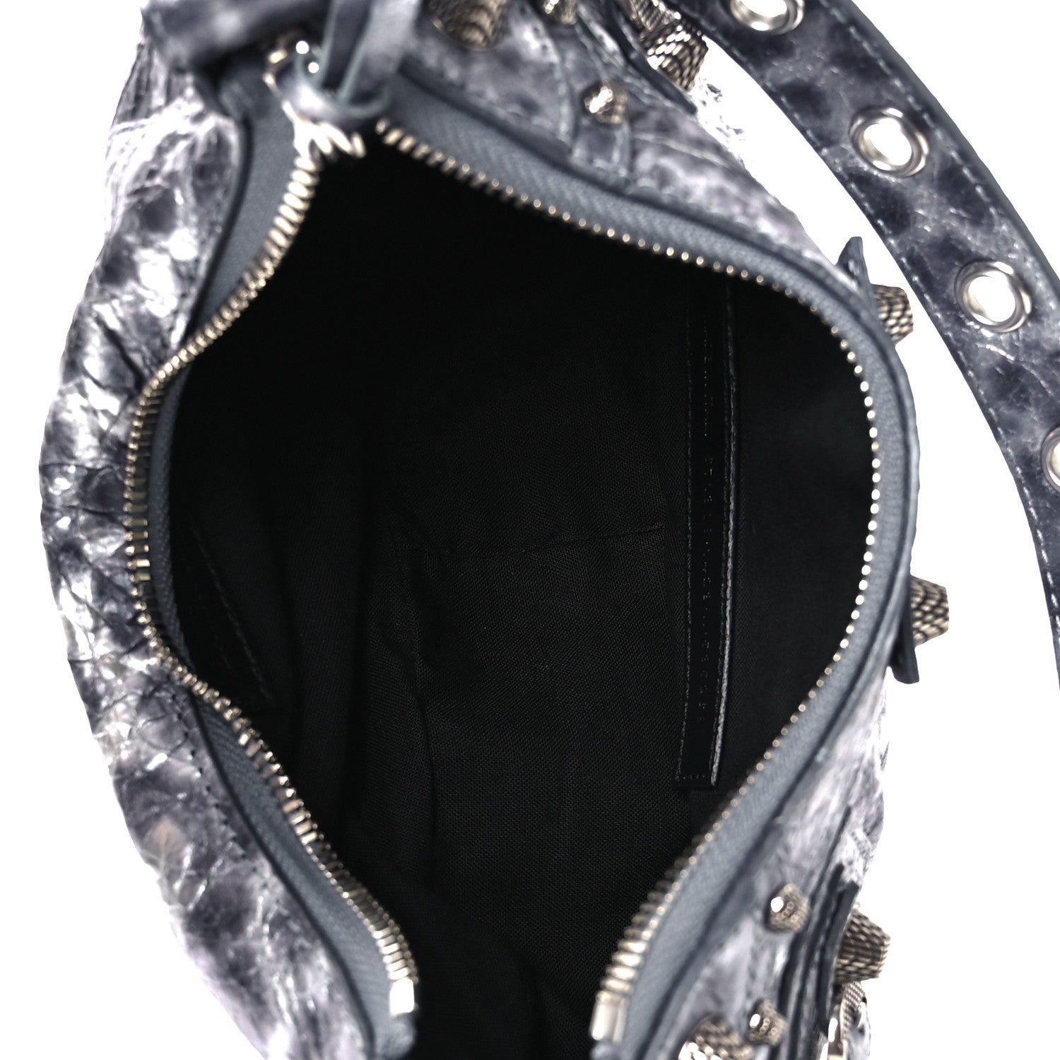 Balenciaga Metallic Agneau Arena Leopard Le Cagole Shoulder Bag XS Dark Grey