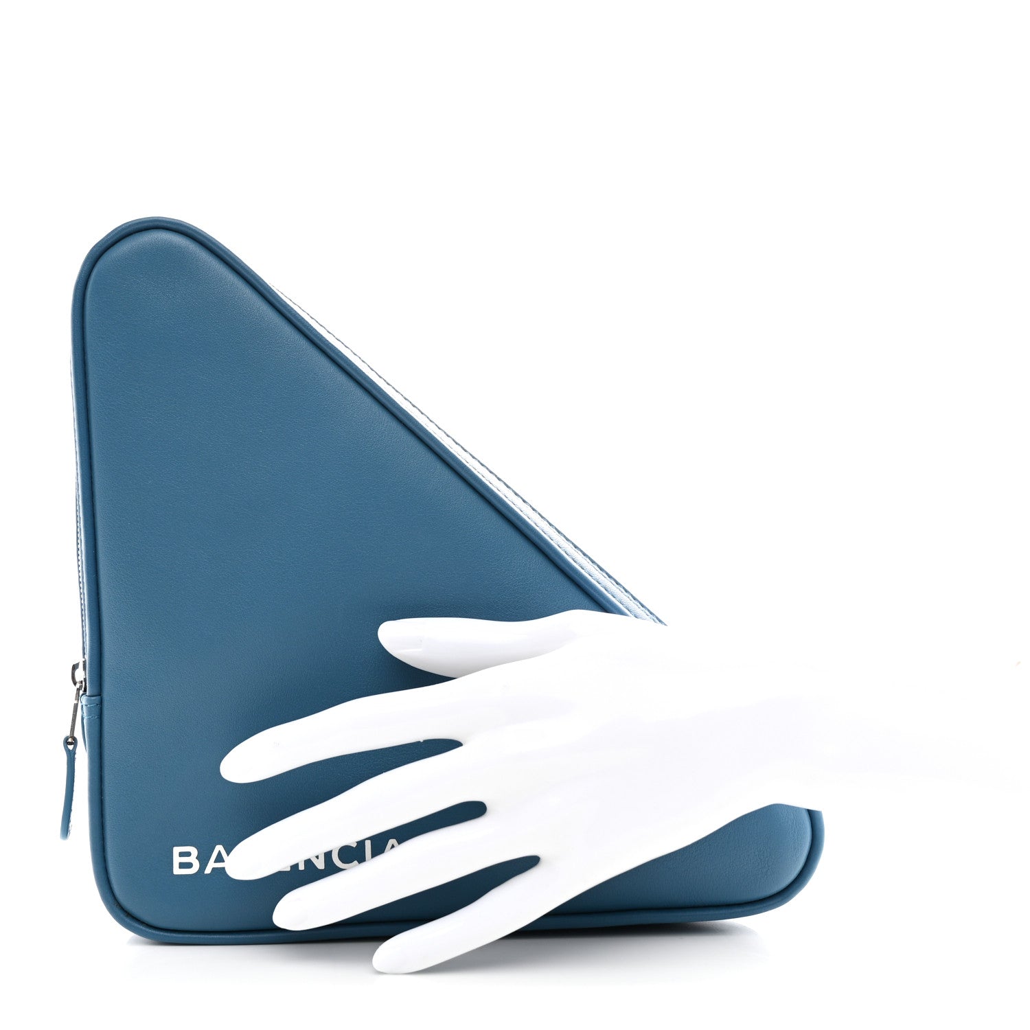 Balenciaga Calfskin M Triangle Pouch Bleu Persan