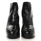 Chanel Shiny Crumpled Calfskin CC Cap Toe Ankle Boots 35.5 Black