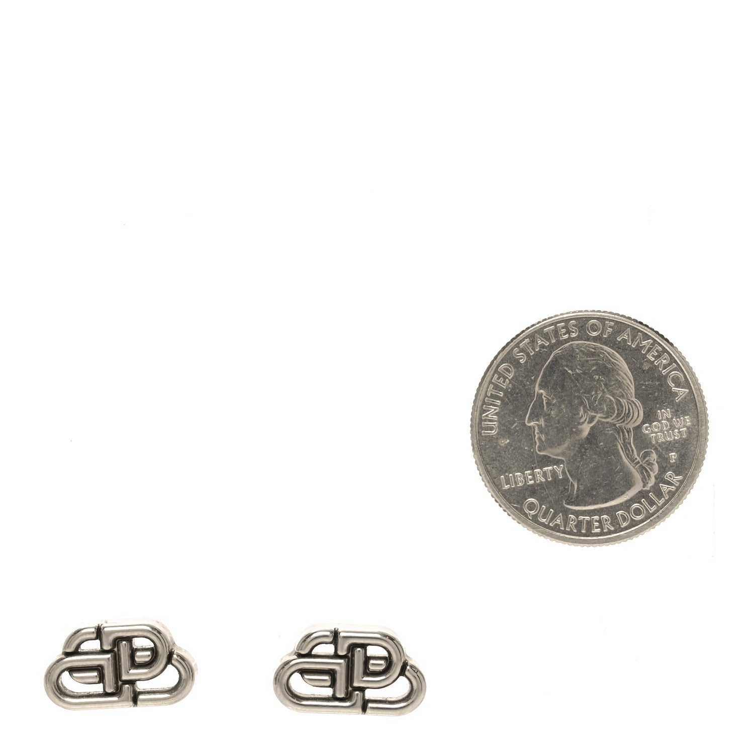 Balenciaga Metal XS BB Logo Earrings Silver
