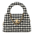 Chanel Tweed Houndstooth Quilted Nano Kelly Shopper Black White