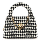 Chanel Tweed Houndstooth Quilted Nano Kelly Shopper Black White