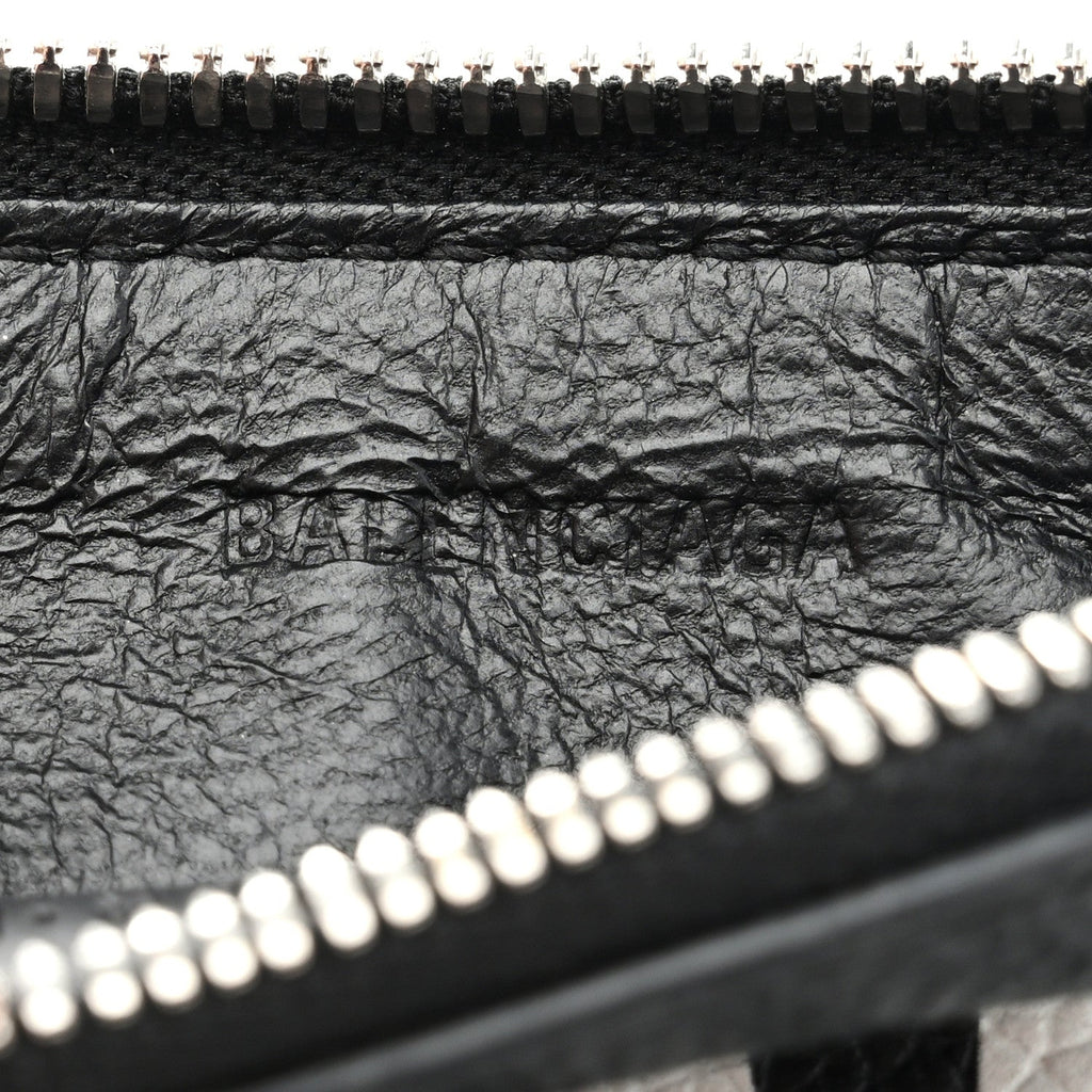 Balenciaga Grained Calfskin Miami Logo Cash Coin Card Holder On Keychain Black