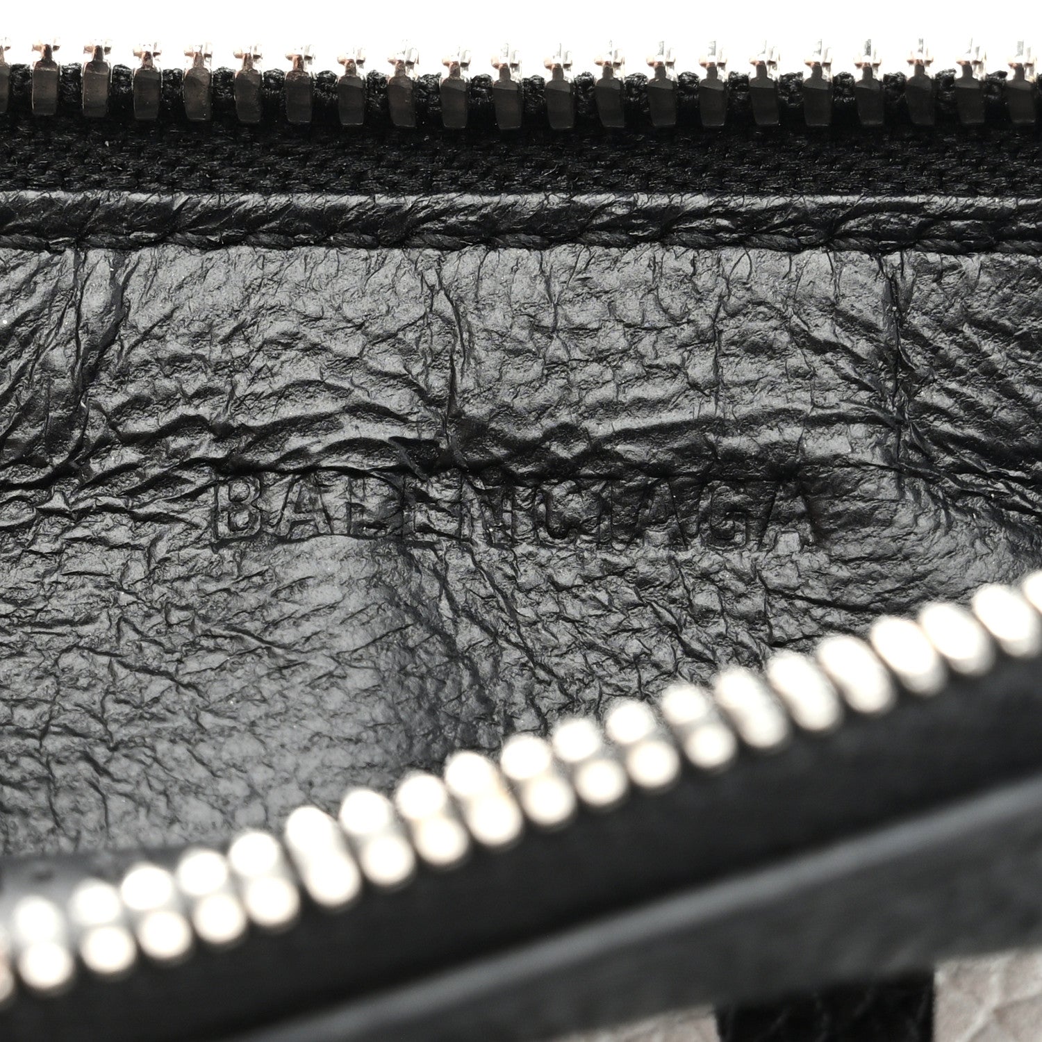 Balenciaga Grained Calfskin Miami Logo Cash Coin Card Holder On Keychain Black