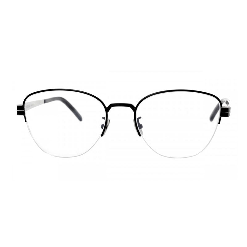 Saint Laurent Eyeglasses Cat Eye Semi Rim, Black/Silver Frame and Clear Demo Lens Lens SLM64002