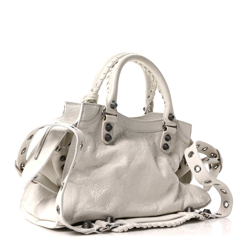 Balenciaga Agneau Arena Small Neo Cagole City Handbag Optic White