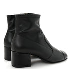 Chanel Stretch Lambskin Cap Toe CC Short Boots 35 Black