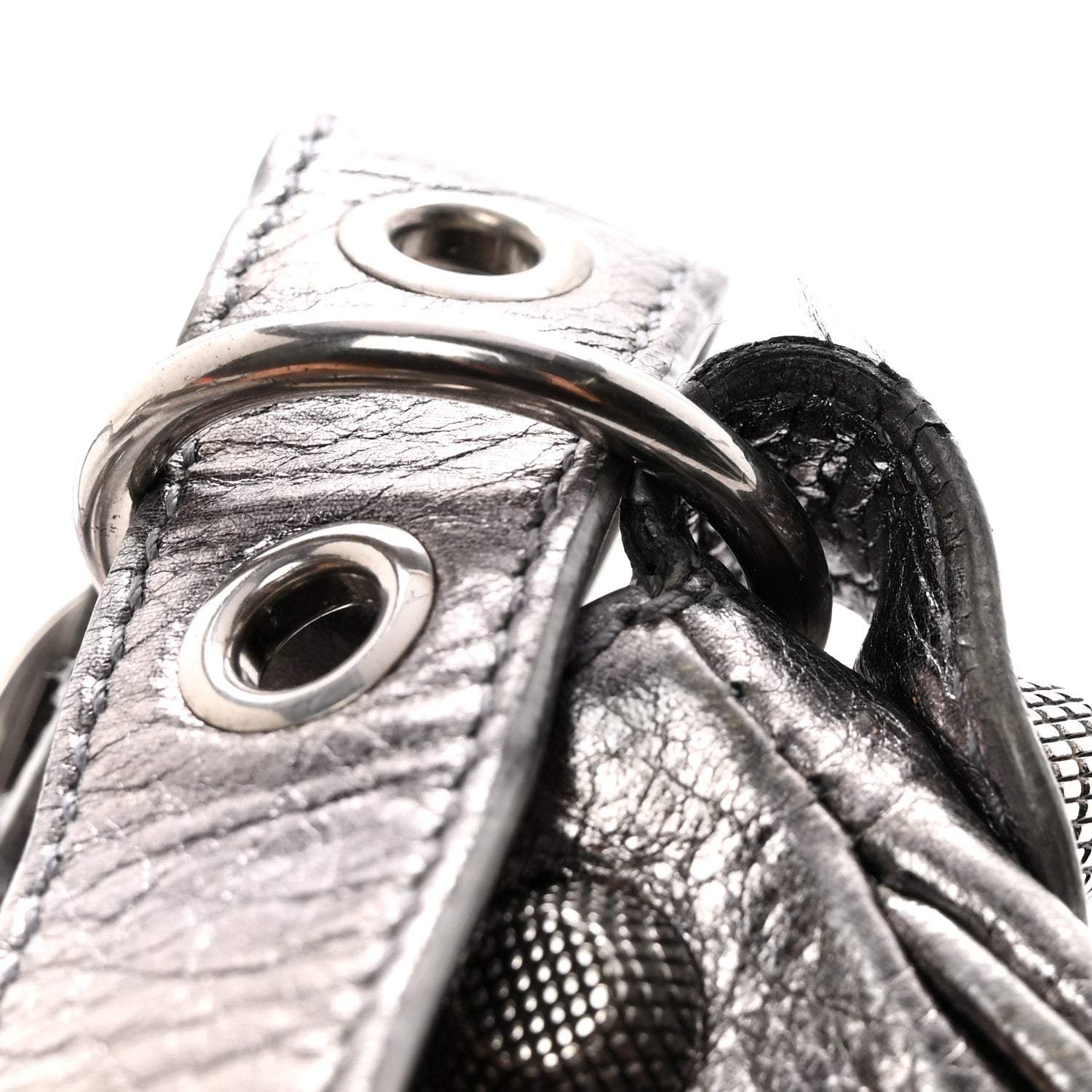 Balenciaga Metallic Agneau Arena Le Cagole Shoulder Bag XS Silver