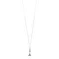 Saint Laurent Brass Triangle Pendant Long Necklace Oxidized Silver