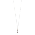 Saint Laurent Brass Triangle Pendant Long Necklace Oxidized Silver
