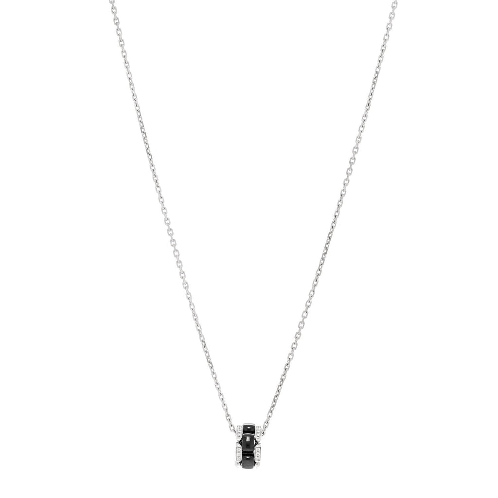 Chanel 18K White Gold Diamond Ceramic Ultra Necklace Black