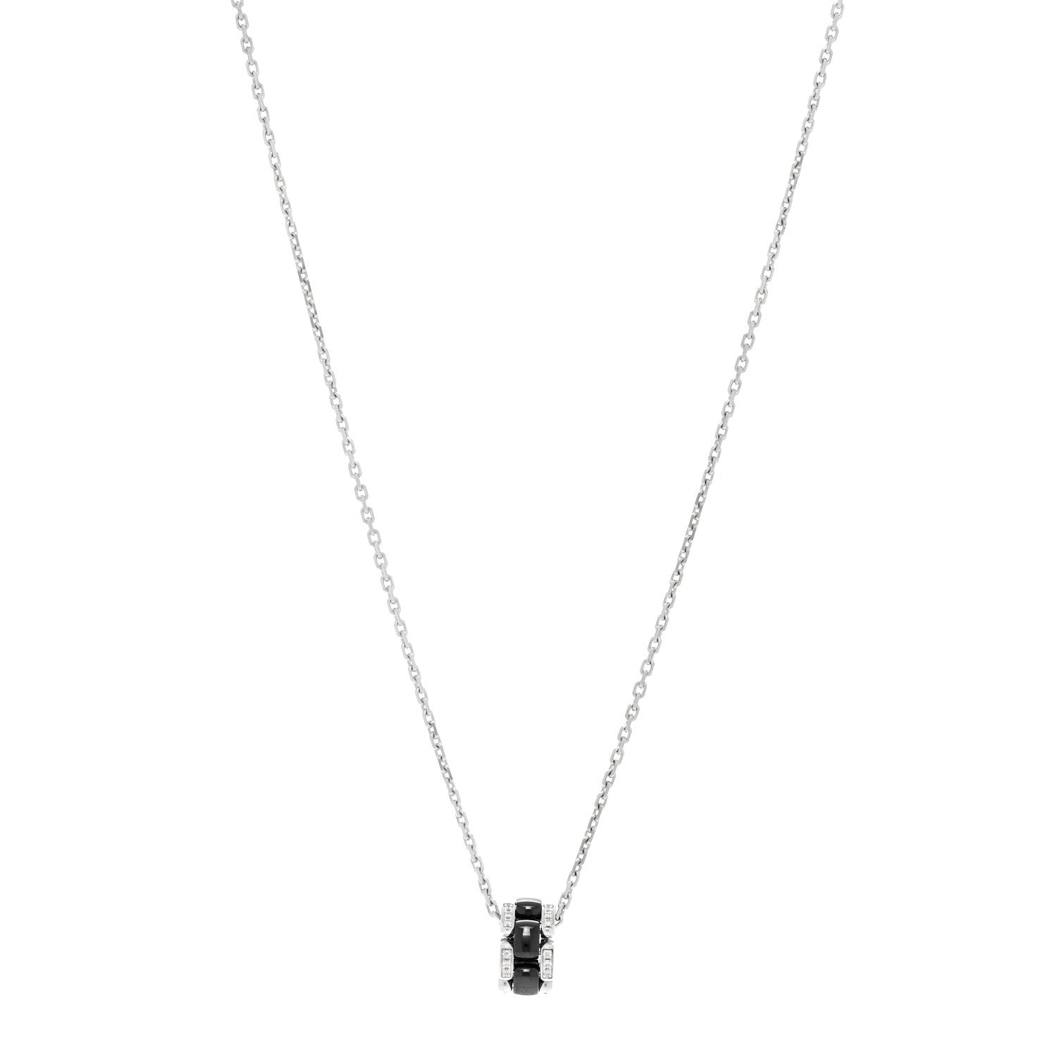 Chanel 18K White Gold Diamond Ceramic Ultra Necklace Black