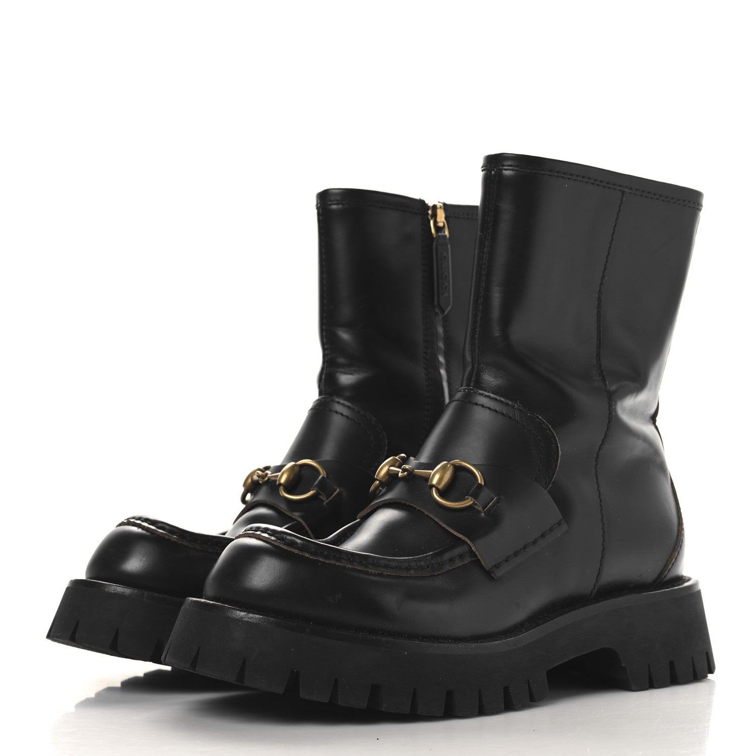 Gucci Cordovan Lux Womens Harald Horsebit 25mm Platform Boots 36 Black