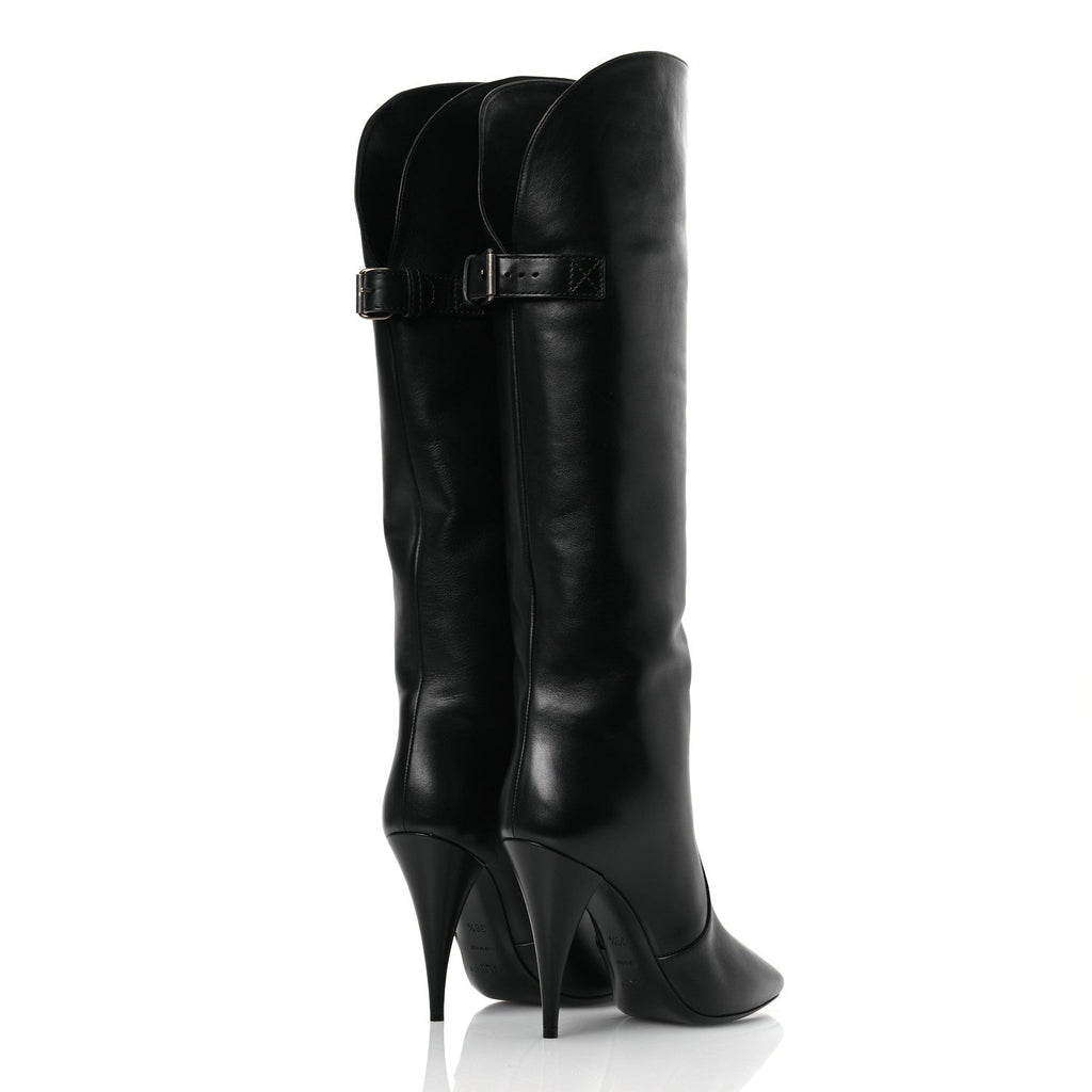Saint Laurent Lambskin Koller 110 Tall Boots 36.5 Black
