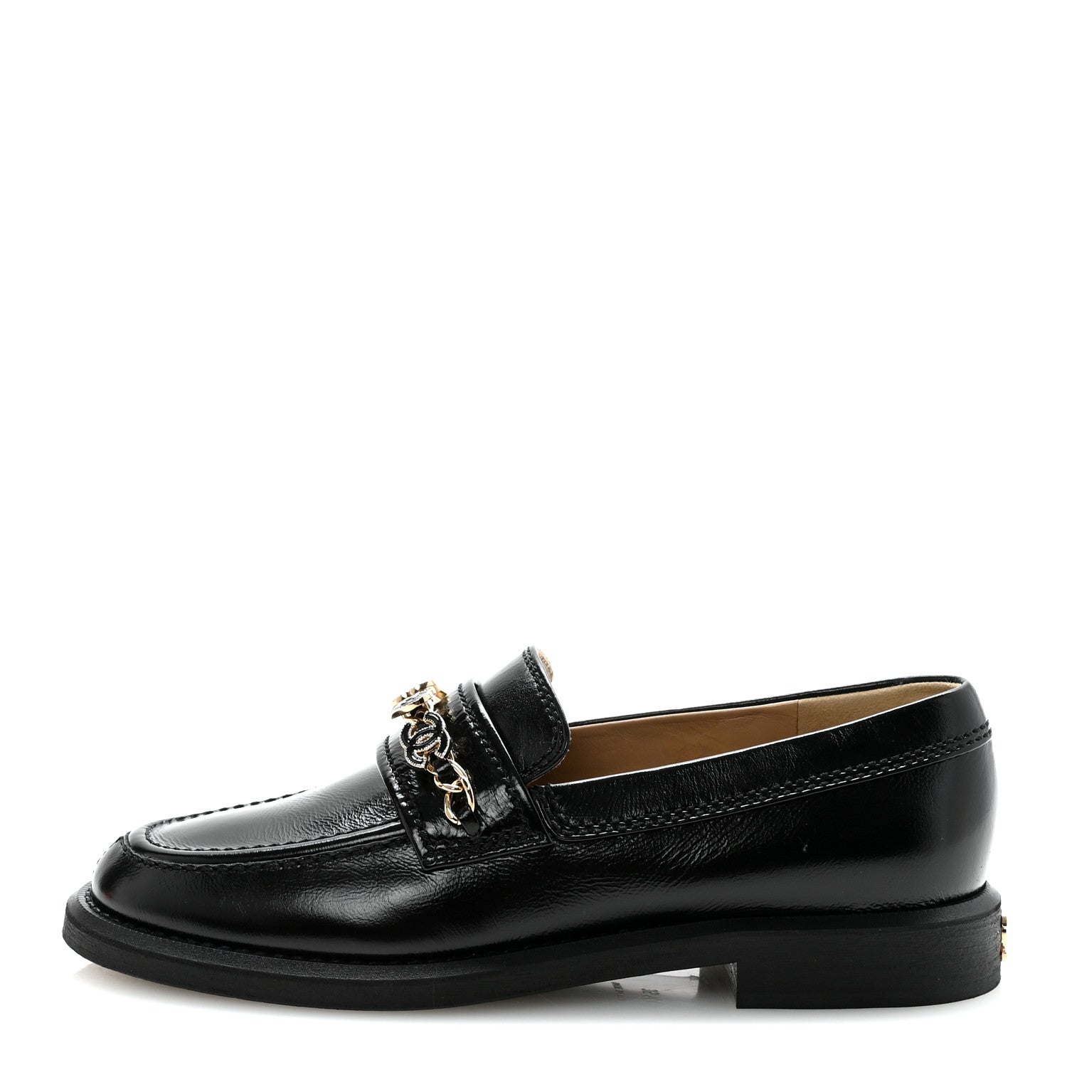 Chanel Calfskin Enamel Charms Mocassin Loafers 35.5 Black