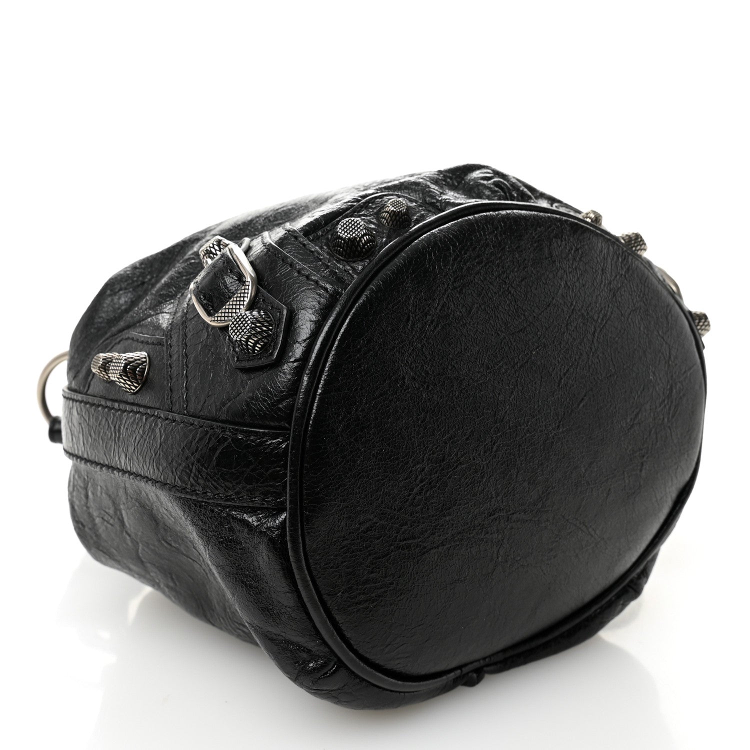 Balenciaga Agneau Arena Le Cagole Bucket Bag XS Black