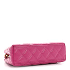 Chanel Shiny Aged Calfskin Quilted Nano Kelly Shopper Dark Pink