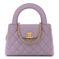 Chanel Shiny Aged Calfskin Quilted Nano Kelly Shopper Lilac