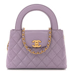 Chanel Shiny Aged Calfskin Quilted Nano Kelly Shopper Lilac