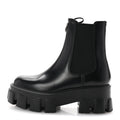 Prada Spazzolato Rois Triangle Monolith Chelsea 55mm Boots 35.5 Black