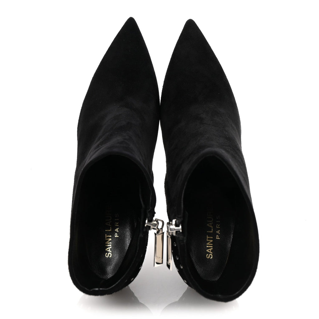 Saint Laurent Suede Studded Kiki 85 Zip Boot 37 Black