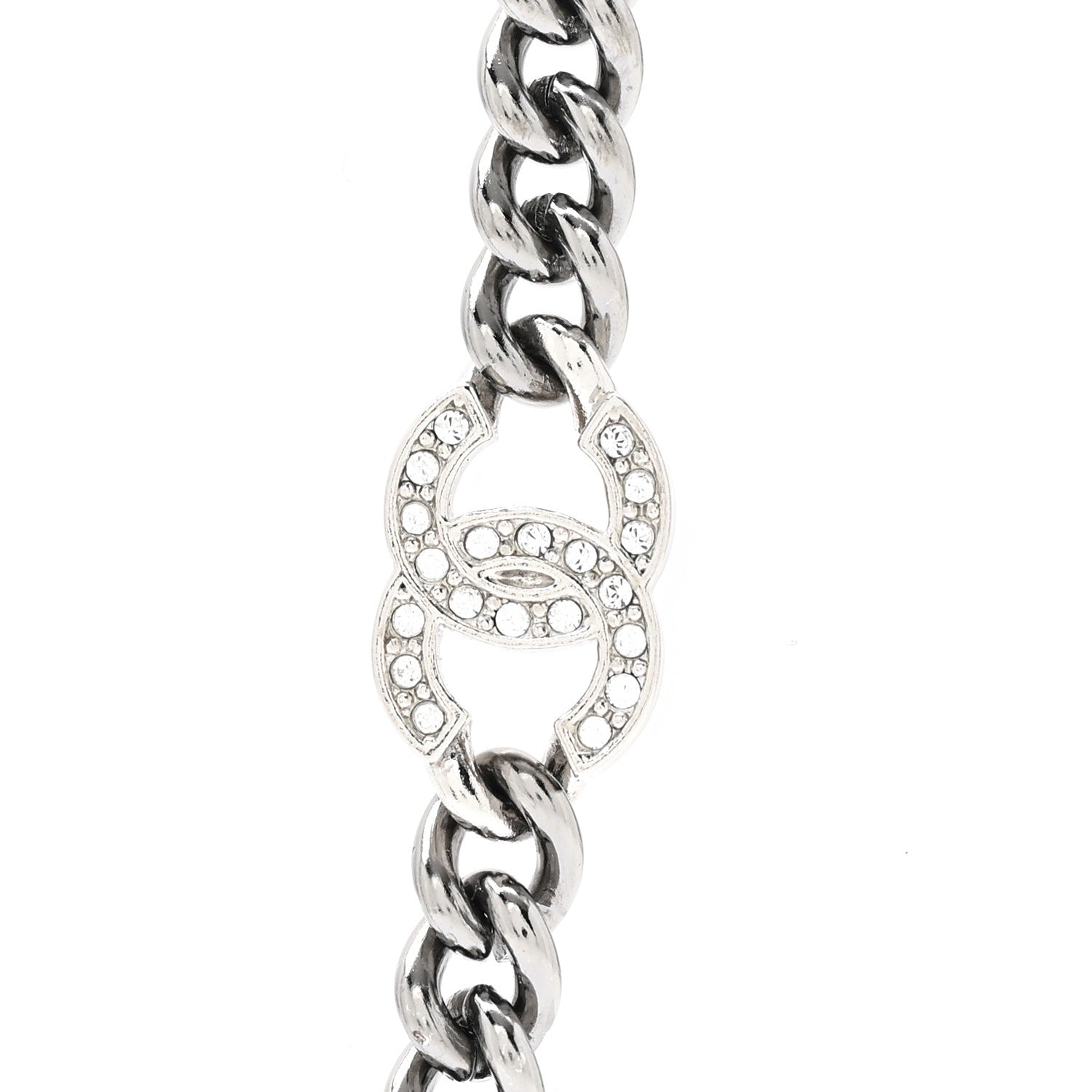Chanel Ruthenium Crystal Chain CC Lucky Charms Necklace